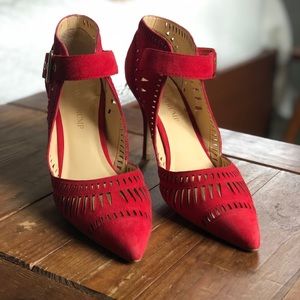 Ivanka Trump Red Suede Heels, Size 8